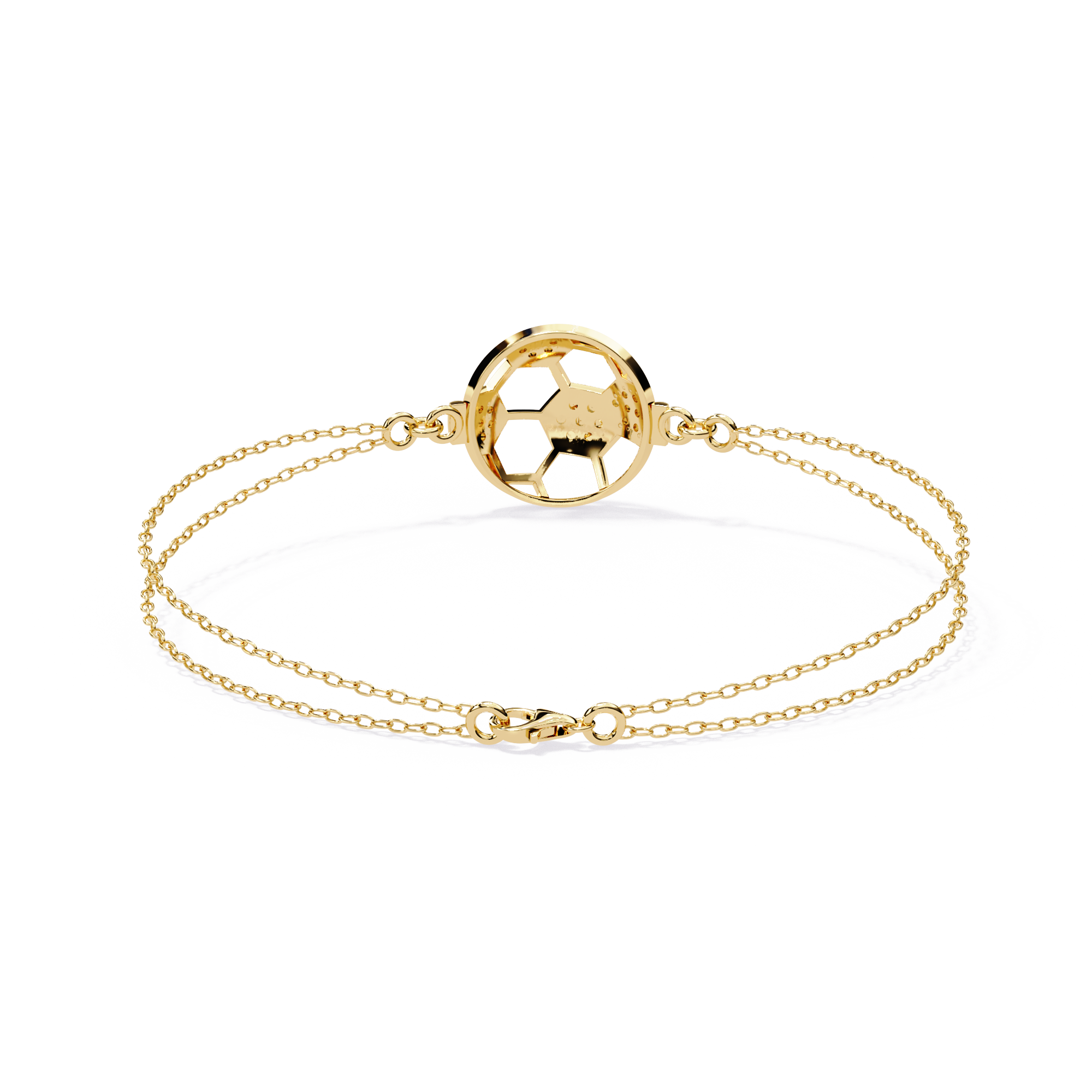 Solitairekart 0.2ct Natural Diamond-Studded Soccer Ball Bracelet-HI Color, VS-SI Clarity